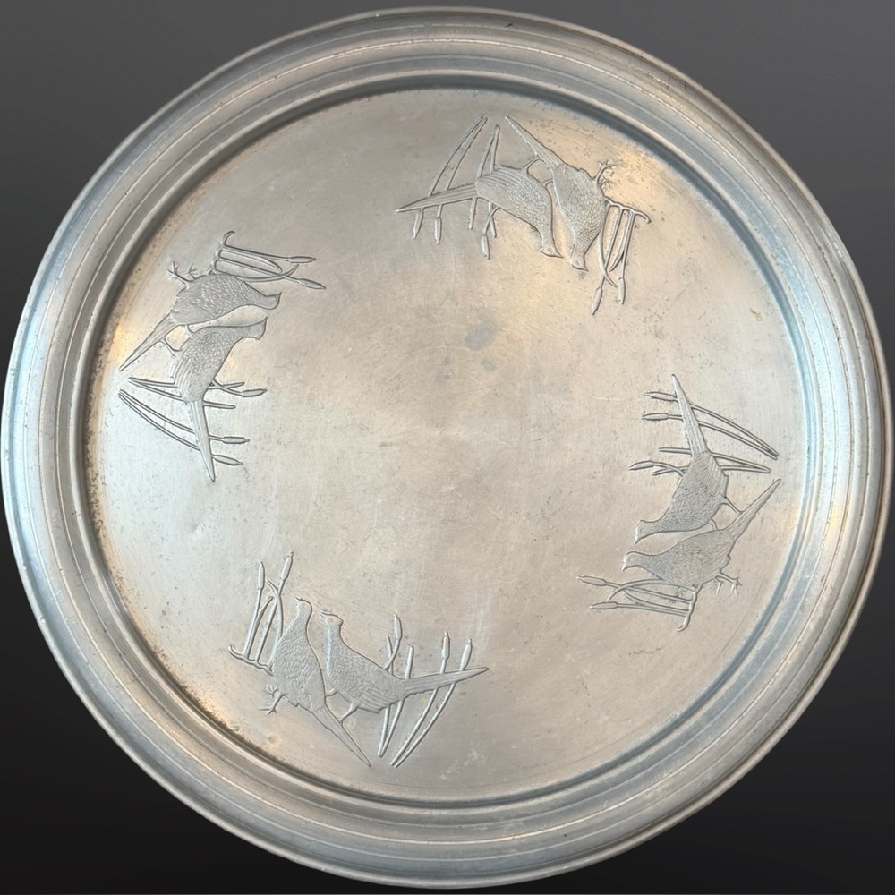 🦆 Vintage 1950s West Bend Pheasant Aluminum Tray — Oversized-  Mid-Century